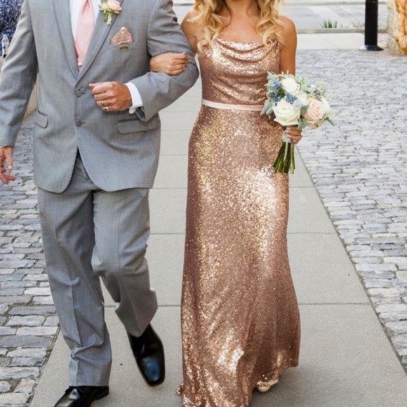 christina wu rose gold sequin dress